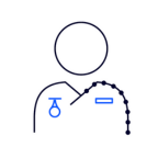 Blue and navy outline of a nurse